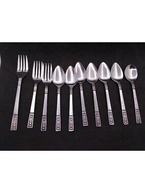 Vtg. Interpur Cortina Stainless  Flatware Japan forks & sm. spoons 10 pieces